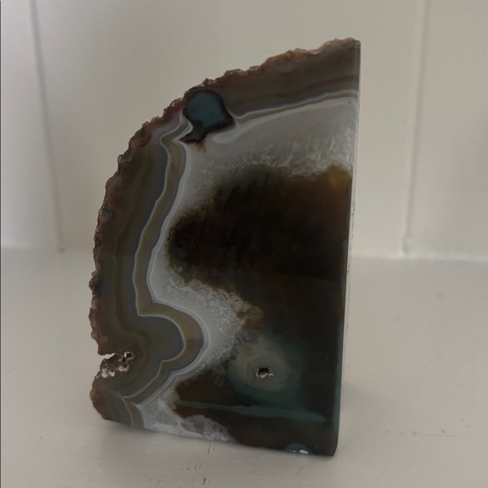 West Elm Agate Natural Stone Bookend in green 4 3/8" tall